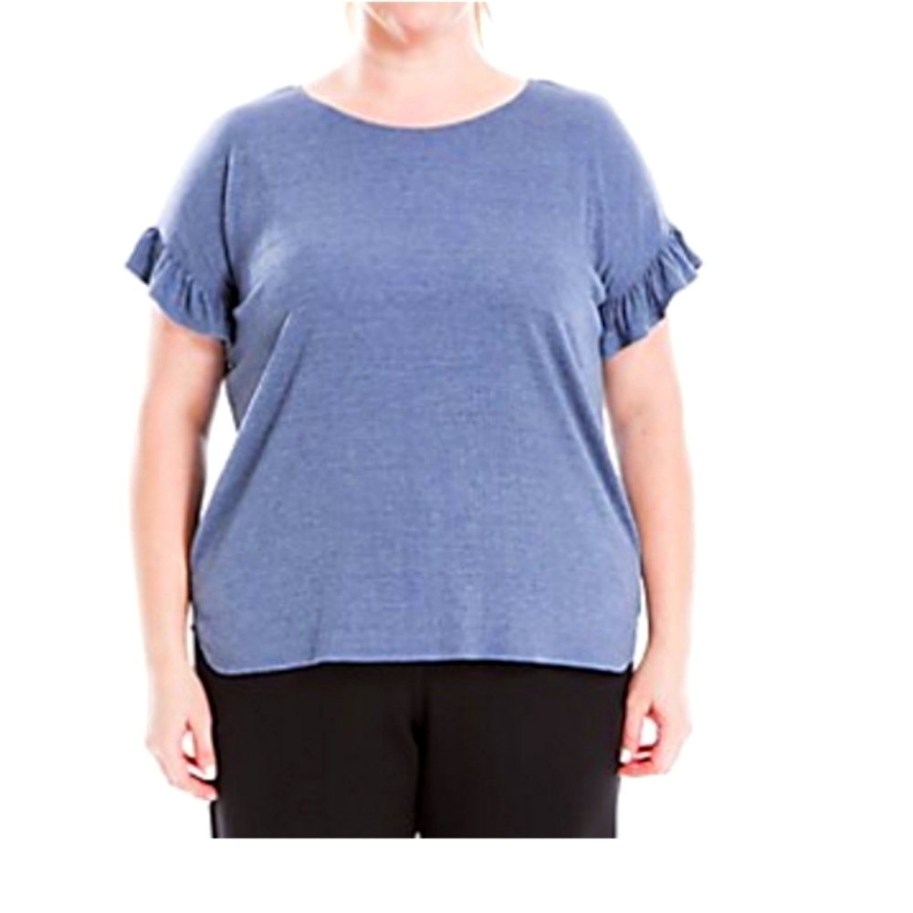 NWT Max Studio Denim Ruffle Top